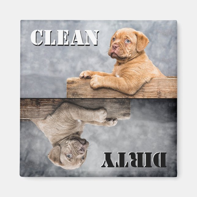 Clean Dirty Puppy Dishwasher Magnet (Framsidan)