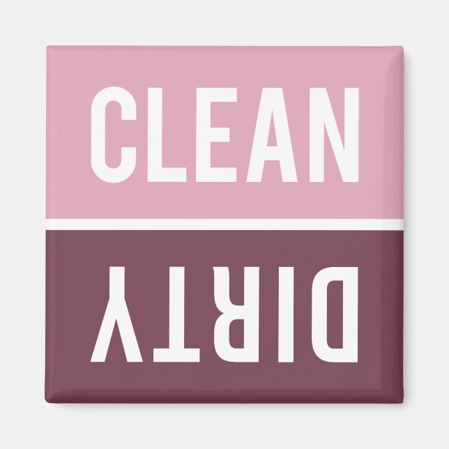 Clean Dirty Ro Rosa och Burgundy Dishwasher Magnet (Framsidan)