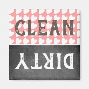 Clean Dirty Rosa Hearts Chalkboard Dishwasher Magnet