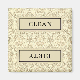 CLEAN DIRTY Sepia Tan Blommigt Dishwasher Magnet