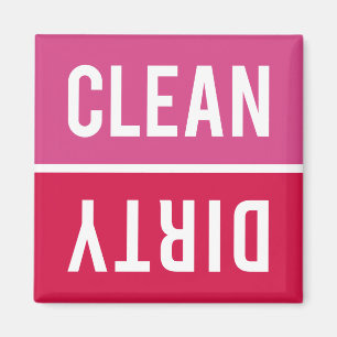 Clean Dirty Shock rosa och Red Dishwasher Magnet