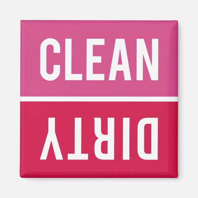 Clean Dirty Shock rosa och Red Dishwasher Magnet (Framsidan)