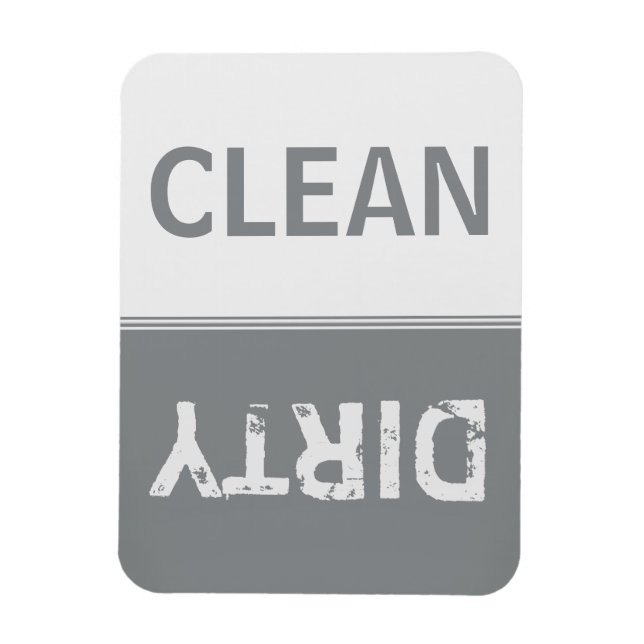 Clean Dirty Sleek Silver Dishwasher Magnet (Vertikal)