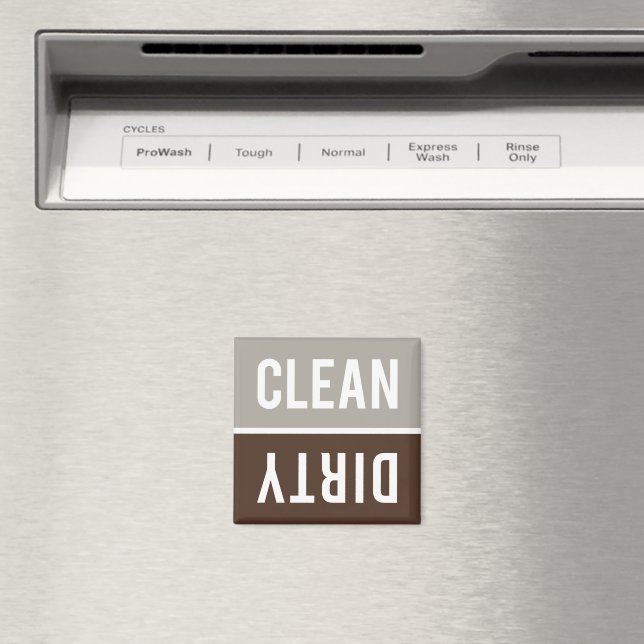 Clean Dirty Taupe Grått och Brown Dishwasher Magnet (In Situ (Dishwasher))