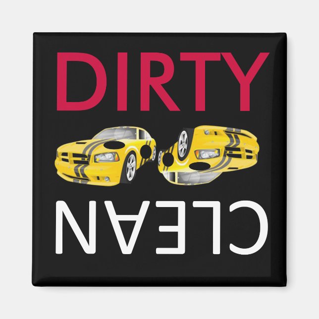 Clean-Dirty tävling car Dishwasher Magnets Magnet (Framsidan)