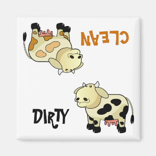 "CLEAN/DIRTY" Tecknad Mjölk Cow Dishwasher Magnet