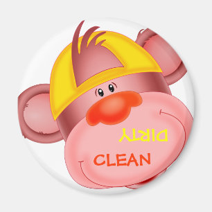 "CLEAN/DIRTY" Tecknad, Monkey Dishwasher Magnet