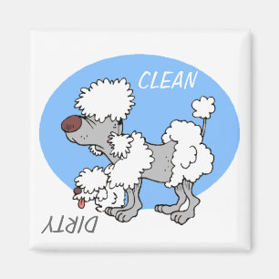 "CLEAN/DIRTY" Tecknad Pudel Dishwasher Magnet