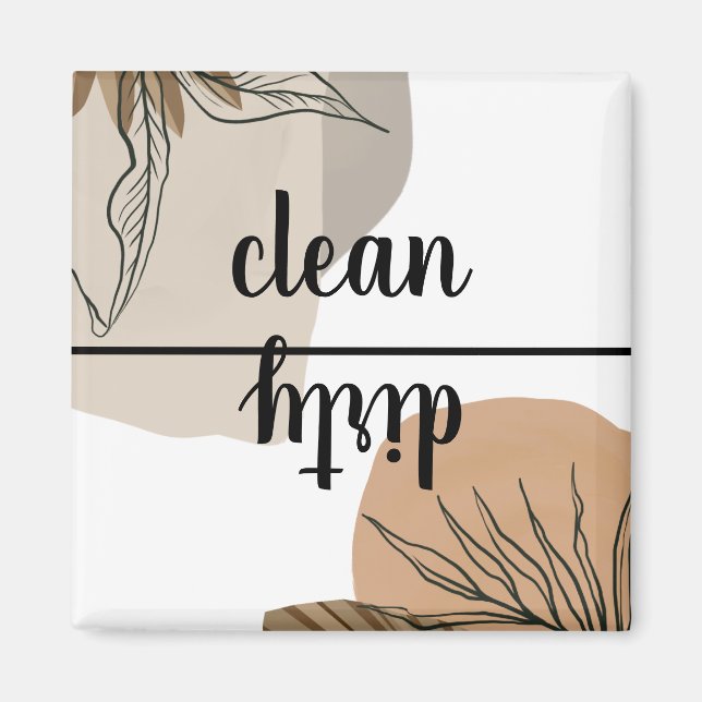 Clean Dirty Terracotta Boho Tropical Dishwasher Magnet (Framsidan)