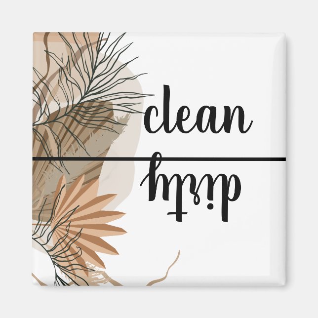 Clean Dirty terracotta Boho Tropical Dishwasher Magnet (Framsidan)