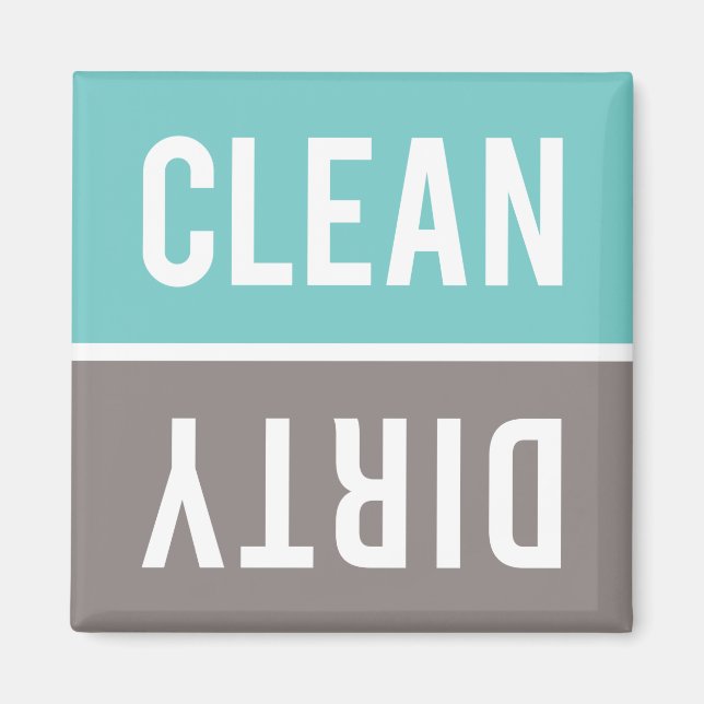 Clean Dirty Turcos Blue och Grått Dishwasher Magnet (Framsidan)