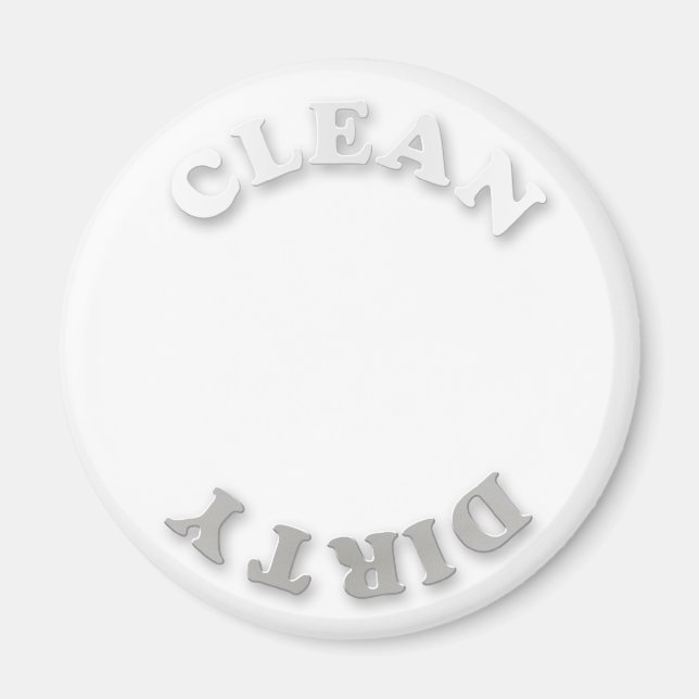 Clean/Dirty White och Grått Dishwasher Magnet (Framsidan)