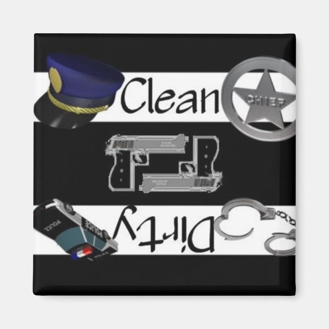 Clean eller Dirty Arrest Dishwasher Magnet (Framsidan)