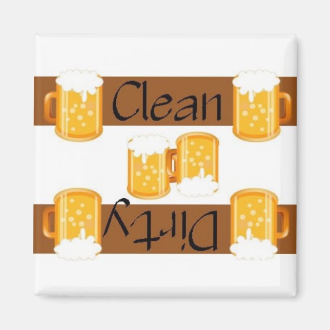 Clean eller Dirty Beer Dishwasher Magnet (Framsidan)