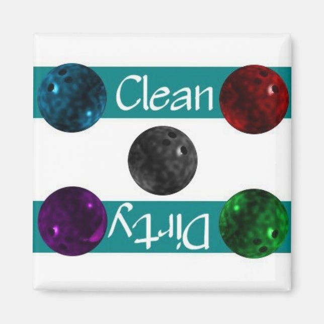 Clean eller Dirty Bowling Dishwasher Magnet (Framsidan)