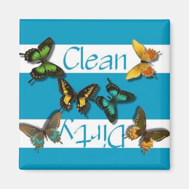 Clean eller Dirty Butterflies Dishwasher Magnet (Framsidan)