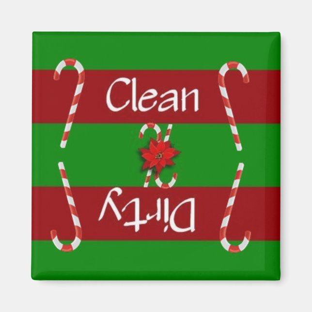 Clean eller Dirty Candy cane Dishwasher Magnet (Framsidan)