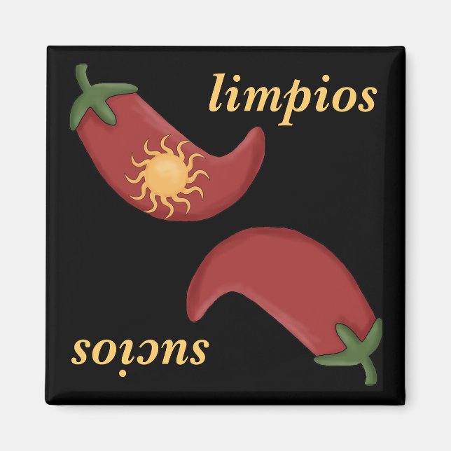 Clean eller Dirty Chile & Sol spanska Dishwasher Magnet (Framsidan)