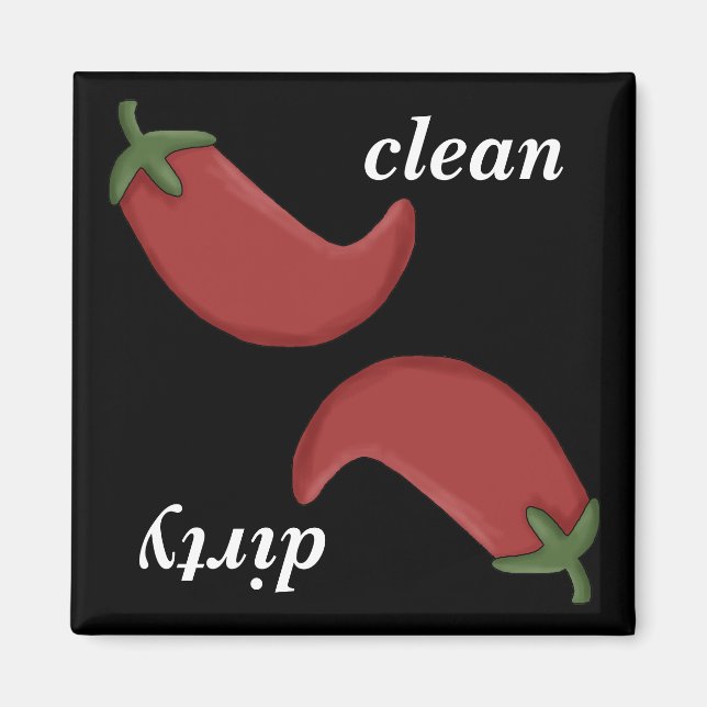 Clean eller Dirty Chili Peppers Dishwasher Magnet (Framsidan)