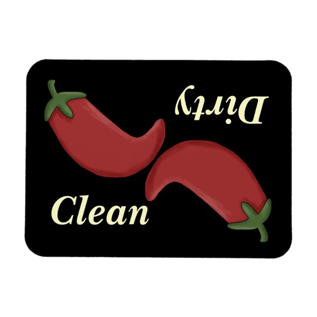 Clean eller Dirty Chili Peppers Dishwasher Magnet (Horisontell)