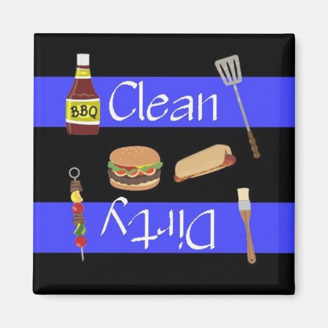 Clean eller Dirty Cookout Dishwasher Magnet (Framsidan)