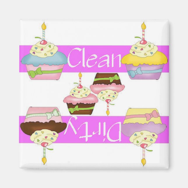 Clean eller Dirty Cupkaka Dishwasher Magnet (Framsidan)