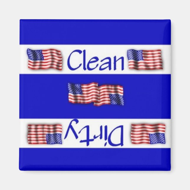 Clean eller Dirty Flagga Dishwasher Magnet (Framsidan)