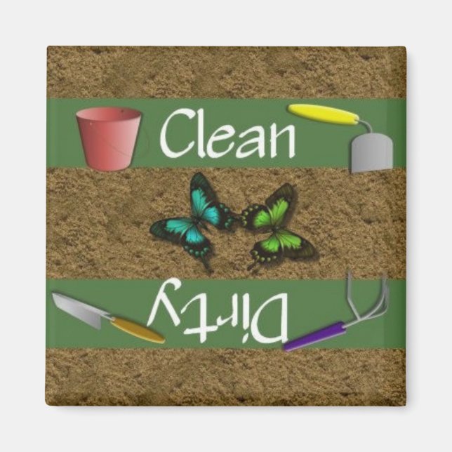 Clean eller Dirty Garden Dishwasher Magnet (Framsidan)