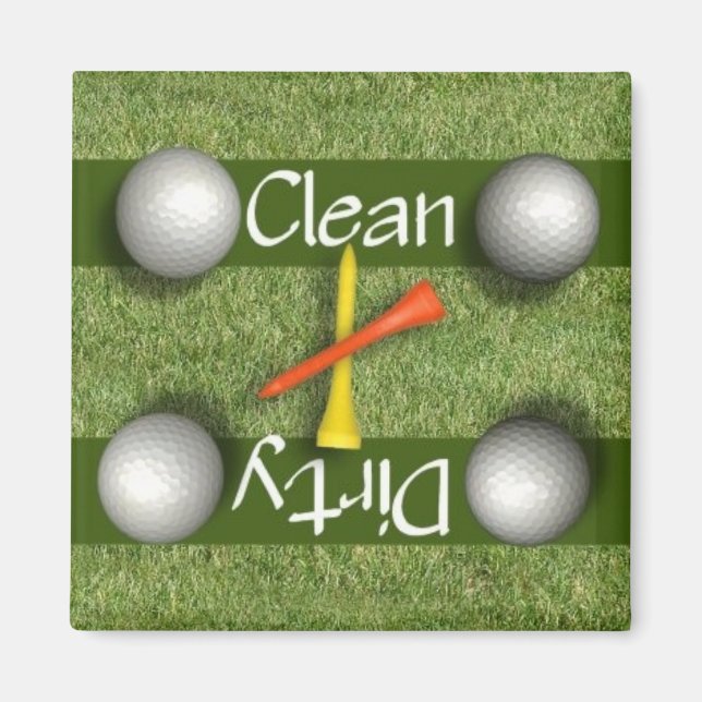 Clean eller Dirty Golf Dishwasher Magnet (Framsidan)