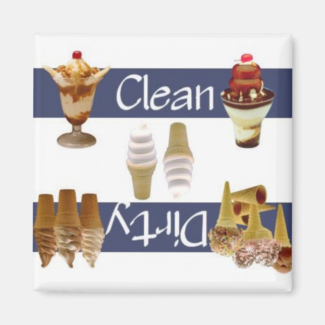 Clean eller Dirty Ice Cream Dishwasher Magnet (Framsidan)