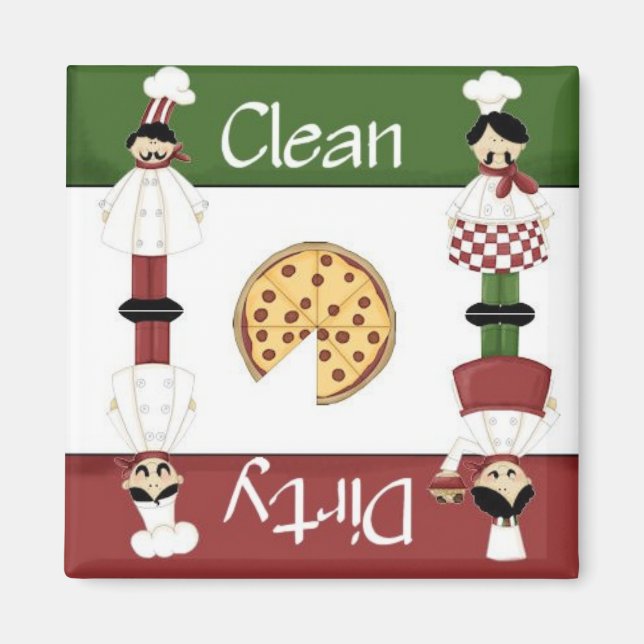 Clean eller Dirty Italy Chef Dishwasher Magnet (Framsidan)