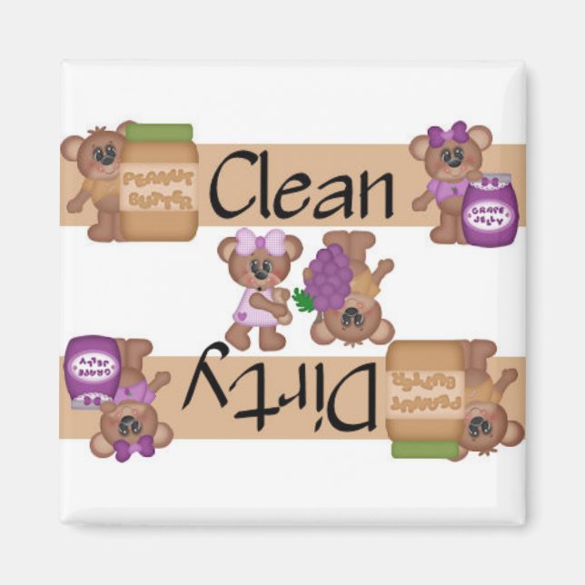 Clean eller Dirty Peanut Butter och Jelly Dishwash Magnet (Framsidan)