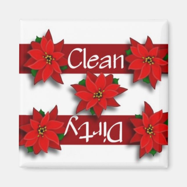 Clean eller Dirty Poinsettias Dishwasher Magnet (Framsidan)