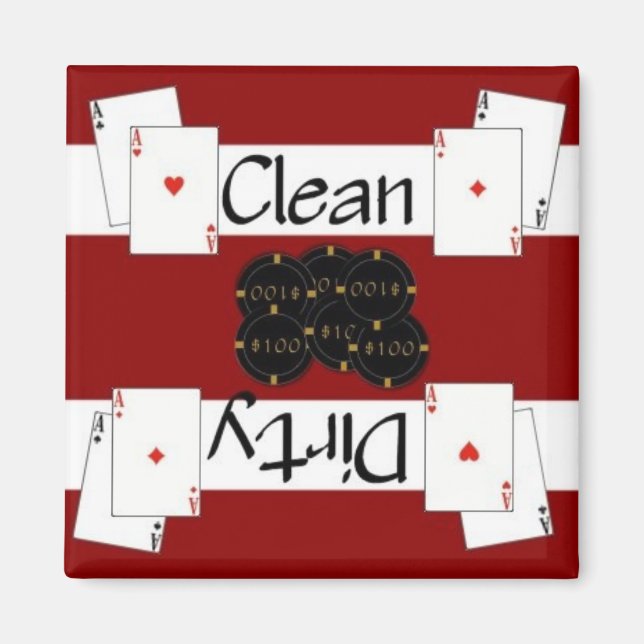 Clean eller Dirty Poker Dishwasher Magnet (Framsidan)