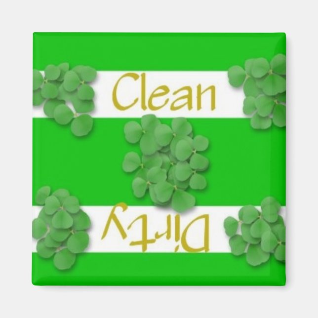 Clean eller Dirty Shamrock Dishwasher Magnet (Framsidan)