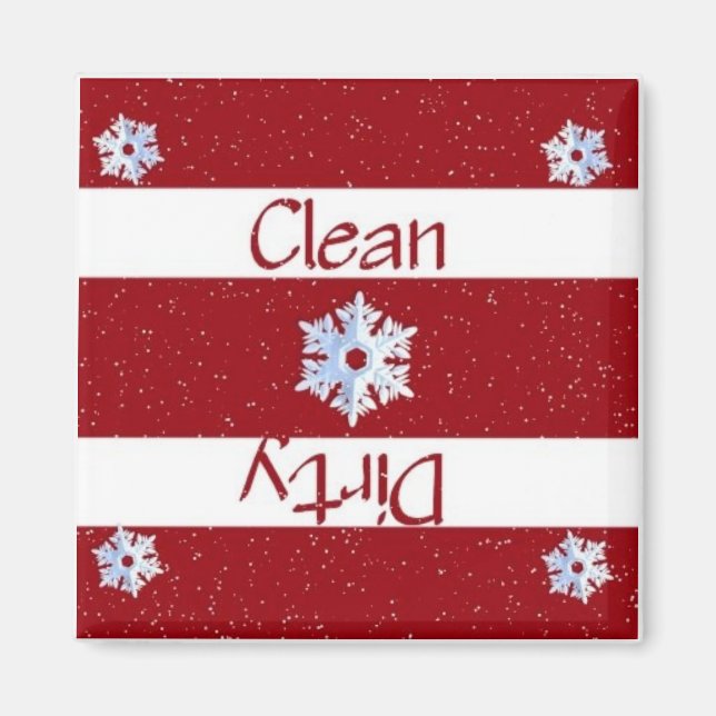 Clean eller Dirty Snöflingor Dishwasher Magnet (Framsidan)