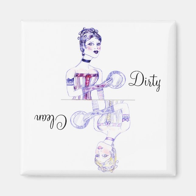 Clean eller Dirty Victorian Dishwasher Magnet (Framsidan)