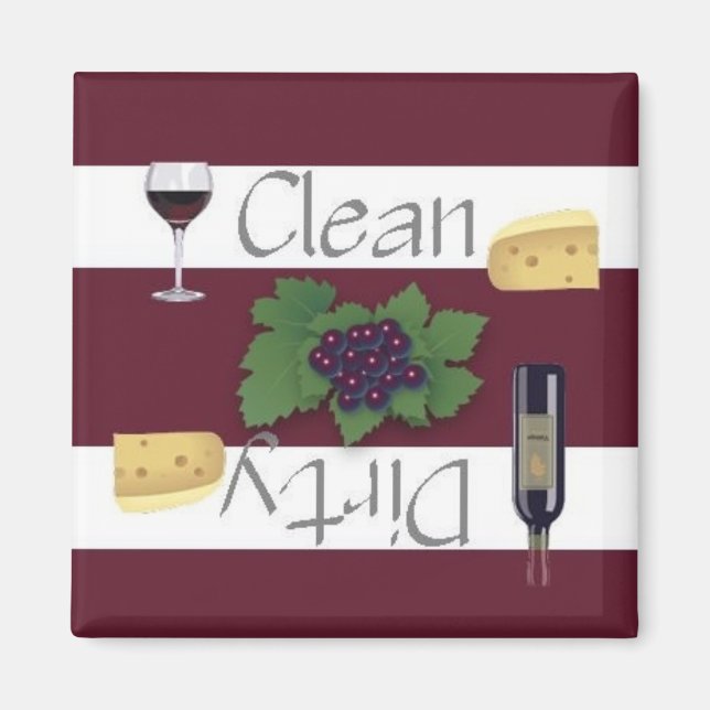 Clean eller Dirty Vin Dishwasher Magnet (Framsidan)