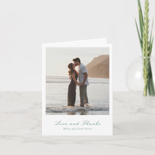 Clean Emerald Grönt Elegant bröllop Tack Kort (Framsida)