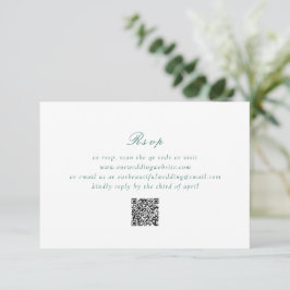 Clean Emerald Grönt QR-kod Elegant bröllop OSA Kort
