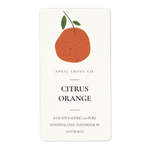 CLEAN FÄRSK FRUKTIG ORANGE CITRUS CANDLE-ETIKETT FRAKTSEDEL