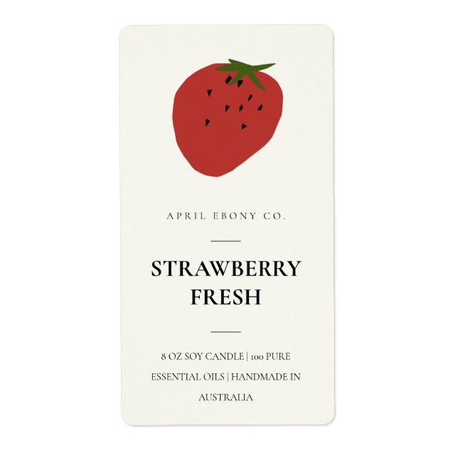 CLEAN FRESH FRUKTIG STRAWBERRY RED CANDLE-ETIKETT FRAKTSEDEL (Framsidan)