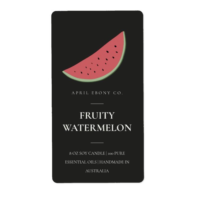 CLEAN FRESH FRUKTIG WATERMELON BLACK CANDLE ETIKET FRAKTSEDEL (Framsidan)