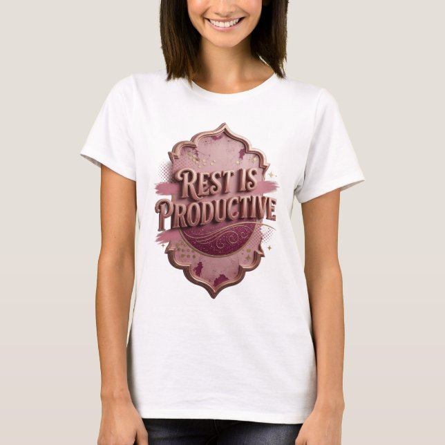 Clean Gold REST IS PRODUCTIVE Statement T-shirt (Framsida)