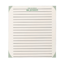 Clean Green Teacher Lined Paper From The Desk Of  Anteckningsblock