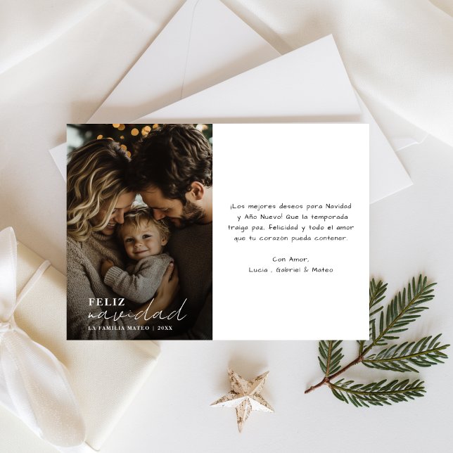 Clean Handwrite Feliz Navidad jul Photo Julkort (Skapare uppladdad)