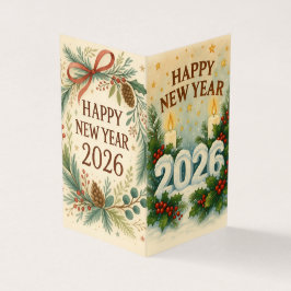 clean happy new year 2026 business card visitkort