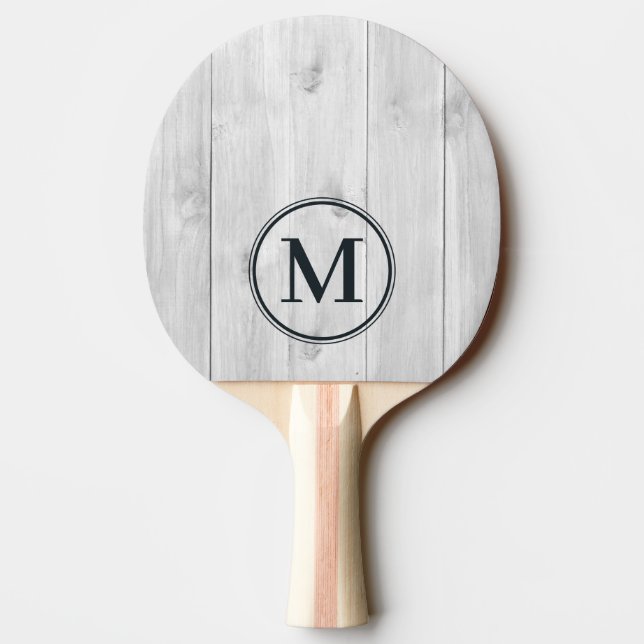Clean Light Gray Wooden Monogram Pingisracket (Baksidan)