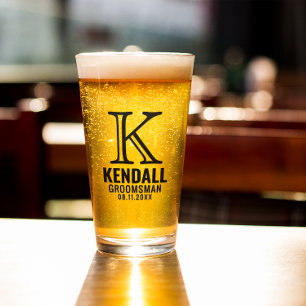 Clean Manly Monogram Typography Groomsman Bröllop Glaskopp