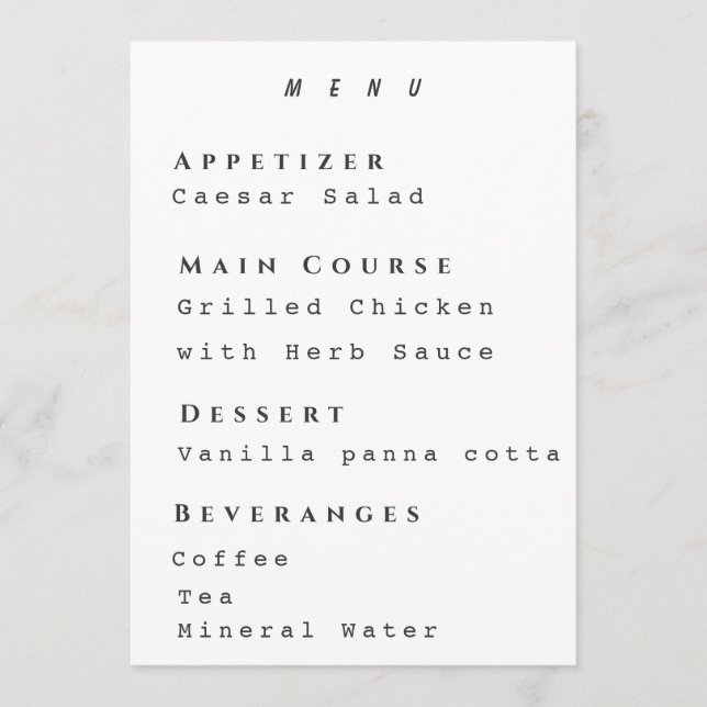 Clean Menu Template Modern Simple Reseption Meny (Framsida)